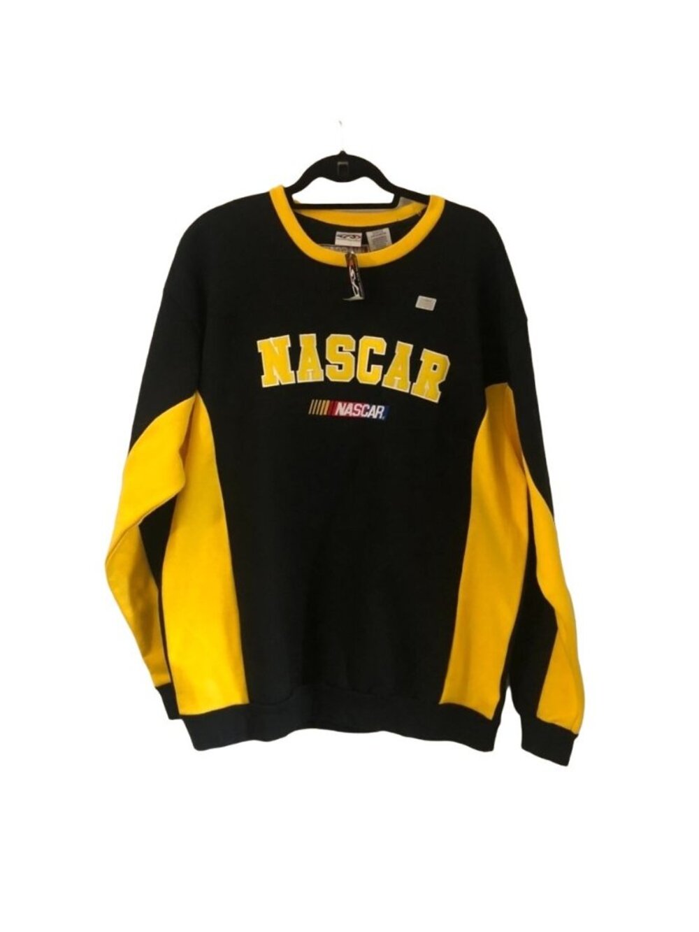 Nascar Racing Mens Black Yellow Embroidered Logo Sweatshirt Size XLarge NWT